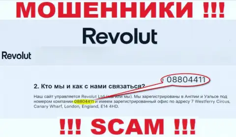 Осторожно, присутствие номера регистрации у компании Revolut (08804411) может оказаться уловкой