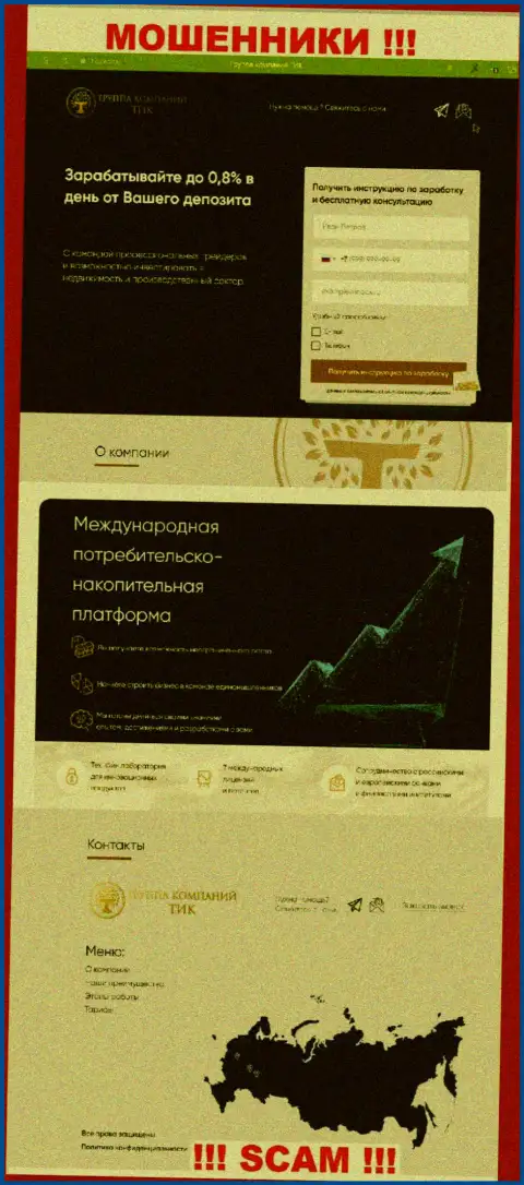Скриншот официального веб-сайта TIC Capital - ТИК Капитал