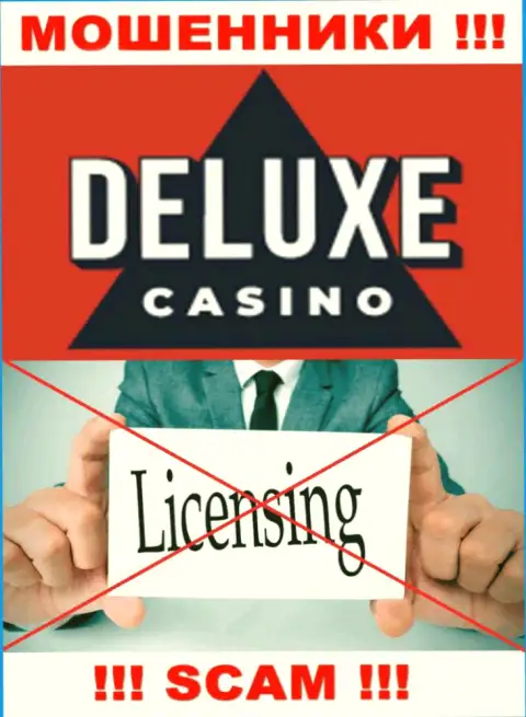 Отсутствие лицензии у компании Deluxe Casino, только доказывает, что это internet мошенники