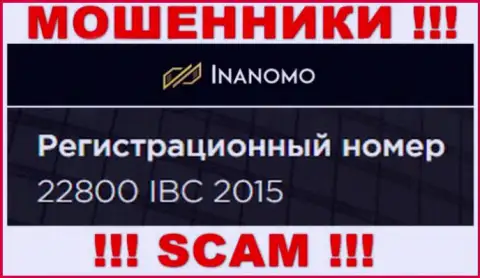 Регистрационный номер конторы Inanomo - 22800 IBC 2015