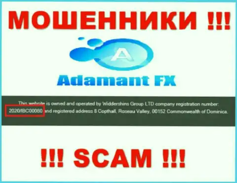 Номер регистрации internet-мошенников Адамант ФИкс, с которыми весьма рискованно работать - 2020/IBC00080