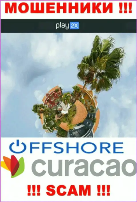 Curacao - оффшорное место регистрации жуликов Play2X Com, представленное на их веб-сайте