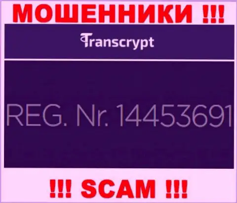 Регистрационный номер конторы, которая управляет TransCrypt Eu - 14453691