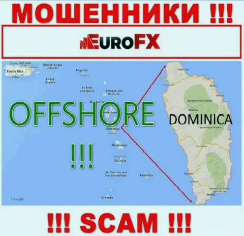 Доминика - офшорное место регистрации мошенников Euro FX Trade, показанное на их информационном сервисе