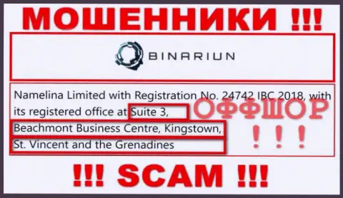 Взаимодействовать с компанией Binariun Net не советуем - их оффшорный адрес - Suite 3, Beachmont Business Centre, Kingstown, St. Vincent and the Grenadines (информация с их интернет-портала)