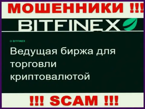Основная деятельность Bitfinex - это Крипто торговля, будьте осторожны, промышляют противоправно
