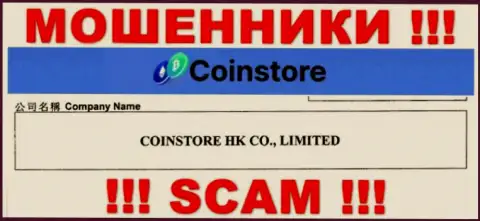Данные об юридическом лице CoinStore Cc на их официальном онлайн-сервисе имеются - это CoinStore HK CO Limited