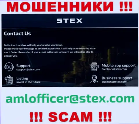 Этот адрес электронного ящика интернет-мошенники Stex размещают на своем официальном сайте