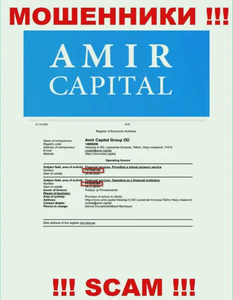 Amir Capital предоставляют на ресурсе лицензию на осуществление деятельности, невзирая на этот факт цинично лишают средств клиентов