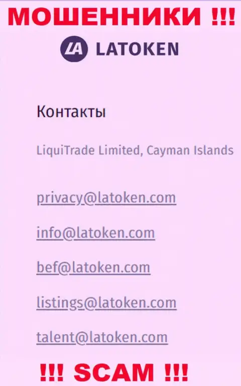 Электронная почта мошенников LiquiTrade Limited, размещенная у них на web-сервисе, не общайтесь, все равно обманут