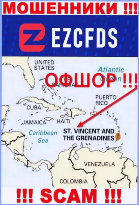 St. Vincent and the Grenadines - офшорное место регистрации жуликов EZCFDS, предложенное на их сайте