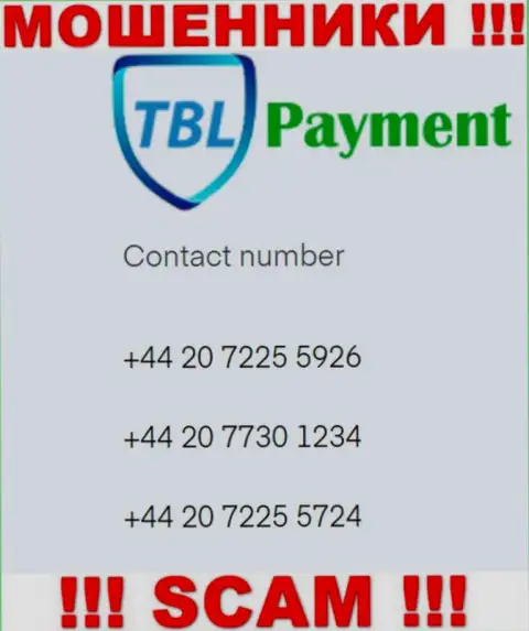 Мошенники из TBL Payment, для разводняка людей на денежные средства, задействуют не один номер