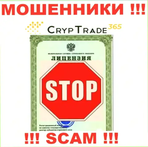 Работа CrypTrade365 Com незаконная, потому что указанной организации не выдали лицензию