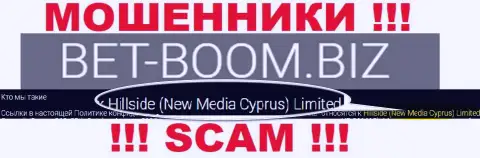 Юр лицом, управляющим интернет-мошенниками Bet Boom Biz, является Hillside (New Media Cyprus) Limited