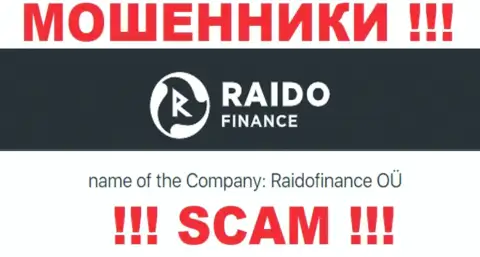 Жульническая организация RaidoFinance принадлежит такой же скользкой компании Raidofinance OÜ
