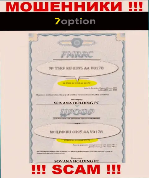 7 Option продолжает грабить наивных людей, представленная лицензия, на сайте, для них нее преграда