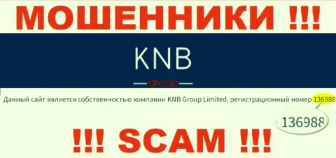 Номер регистрации организации, которая владеет KNB-Group Net - 136988