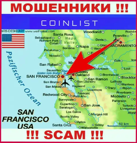 Юридическое место базирования CoinList на территории - Сан-Франциско, США