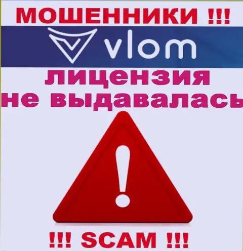 Работа мошенников Vlom заключается исключительно в сливе вкладов, поэтому они и не имеют лицензионного документа