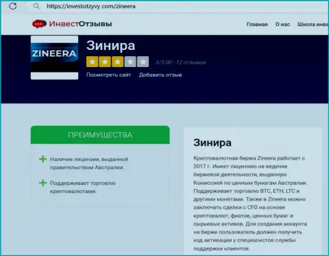 Обзор условий брокера Zinnera на веб-сервисе инвестотзывы ком